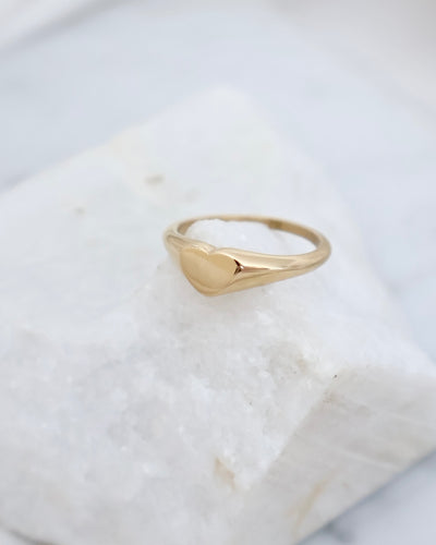 Pinky Heart Signet Ring