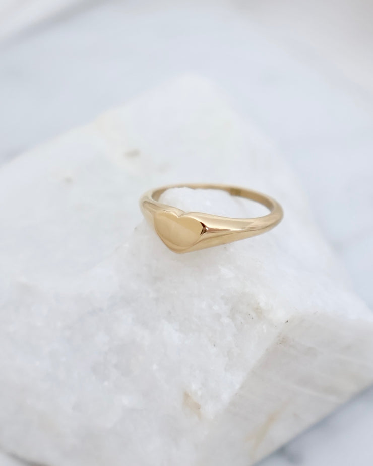 Pinky Heart Signet Ring