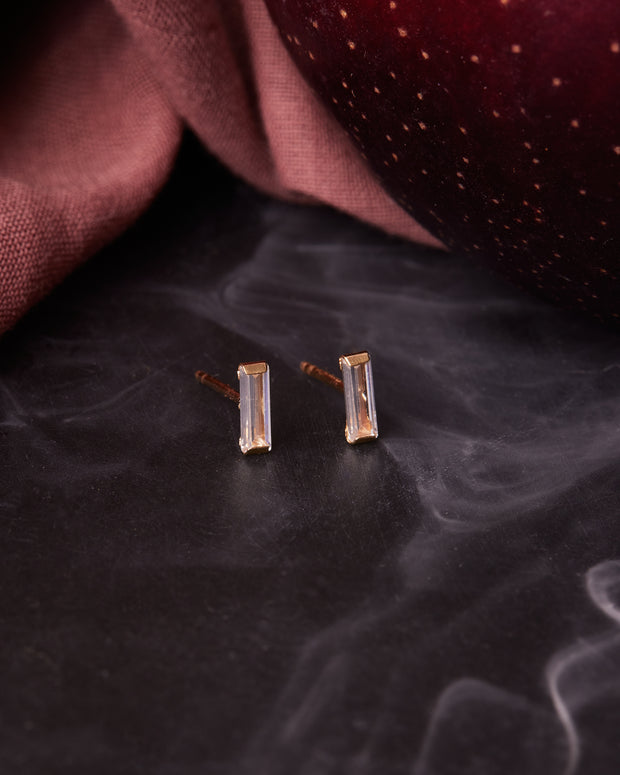 Solid Gold Baguette Studs