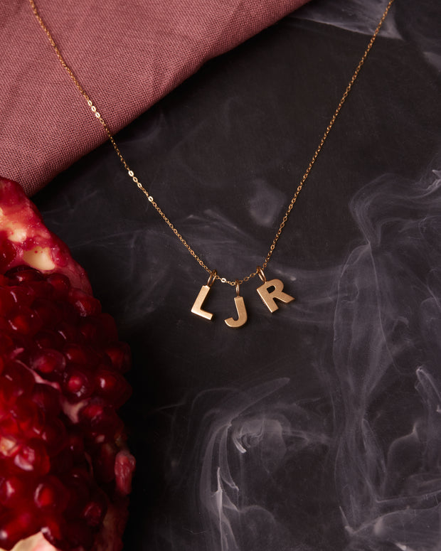 Solid Gold Initial Pendant Necklace