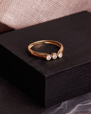 Solid Gold Trio-Diamond Ring