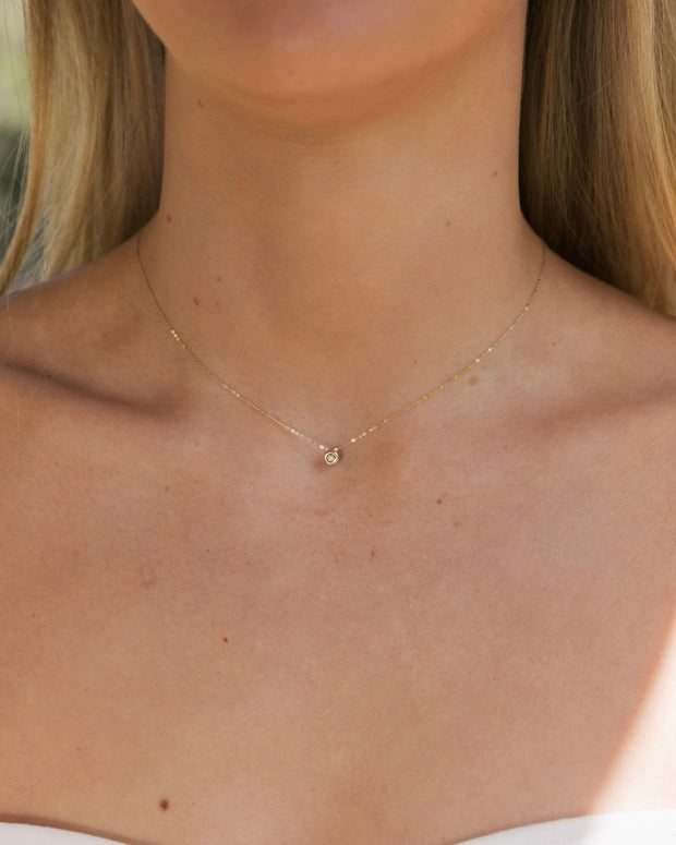 Solid Gold Diamond Bead Necklace