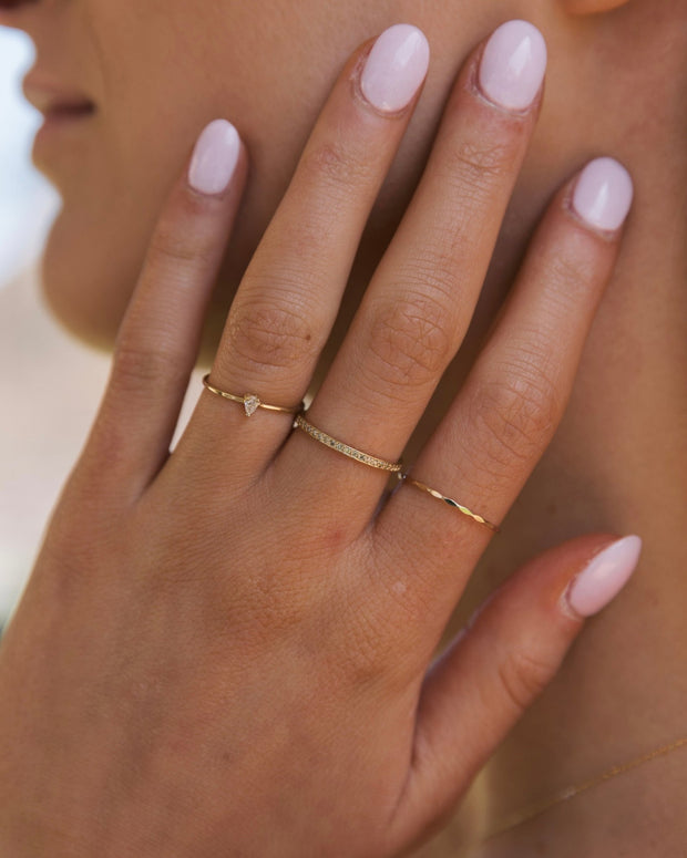 Solid Gold Hammered Stacking Ring