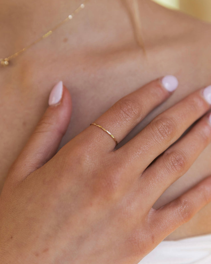 Solid Gold Hammered Stacking Ring